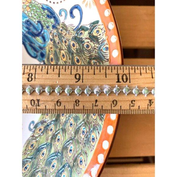 Dutch Wax Peacocks Bowl Handpainted by Coastline Imports 10 Inches - Picture 9 of 12